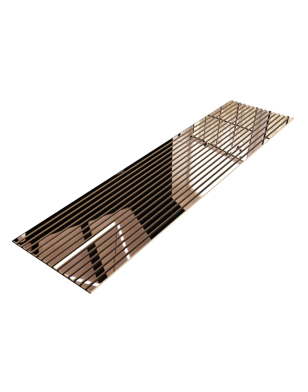 Akustikpaneel Classic - Mirror Copper (79) - 240x60 cm AKUSTIL Spiegel Kupfer PVC Wandpaneel bronze metallic Streifen Design für Wohnraum und Büro