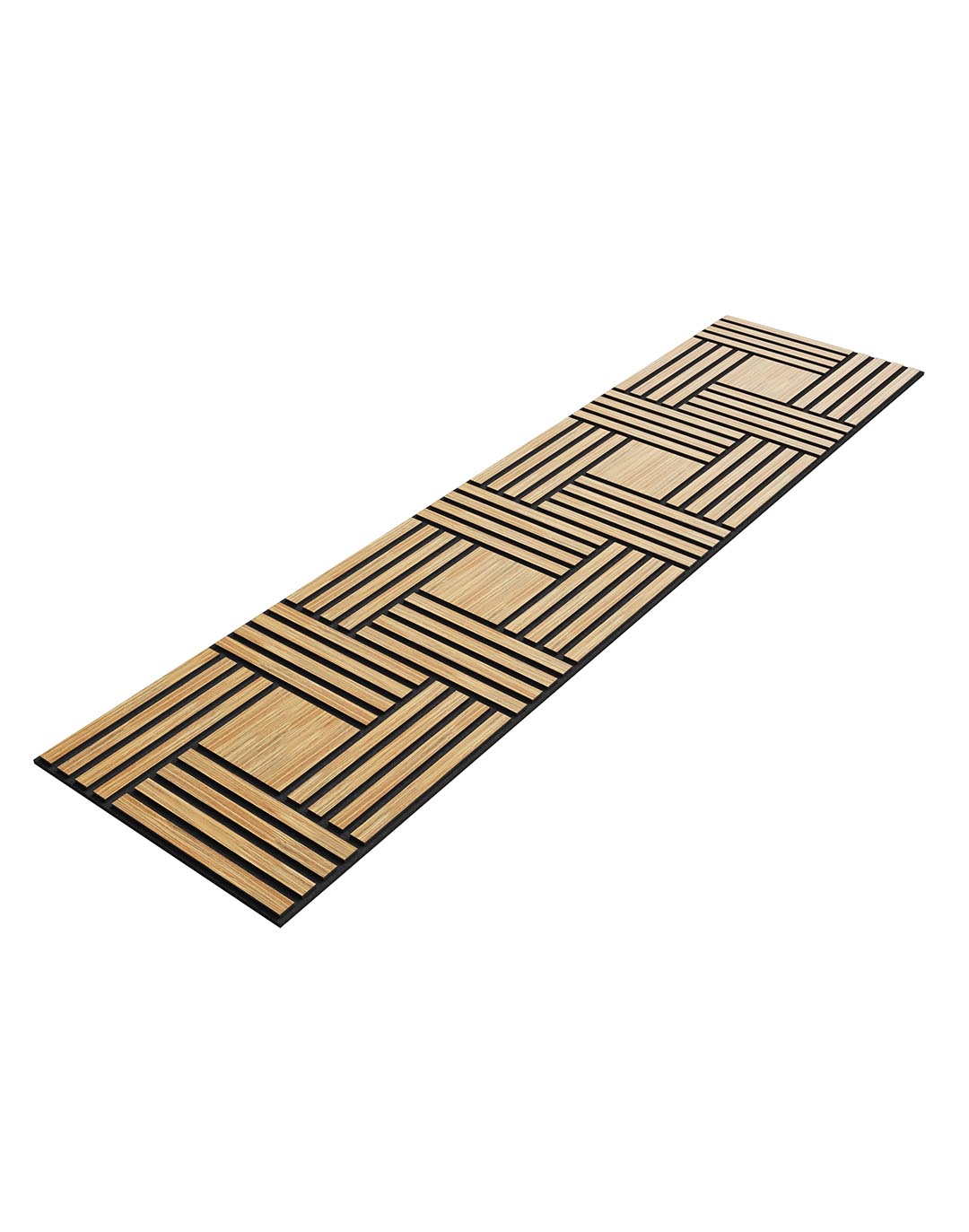 Akustikpaneel Vectra - Golden Teak (22) - 240x60 cm AKUSTIL Akustikpaneel Vectra Golden Teak Läufer Holzoptik schwarz beige geometrisches Muster Wohnraum Büro