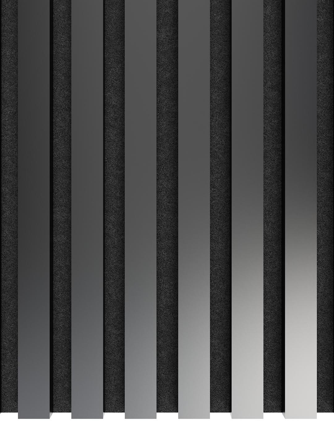 Schwarzes Akustikpaneel Mono Line mit schwarzem Filz Hintergrund – schallabsorbierendes Wandpaneel AKUSTIL