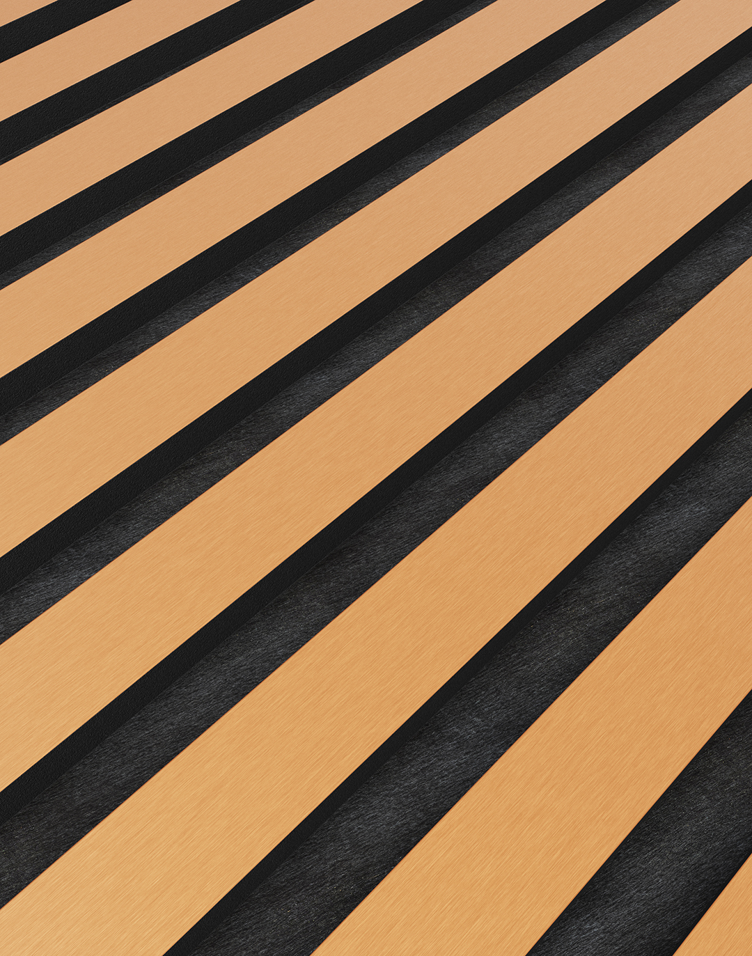 Akustikpaneel Classic - Brushed Copper (54) - 240x60 cm Akustikpaneel Brushed Copper diagonal gestreift kupfer-schwarz für Wohnraum und Büro AKUSTIL