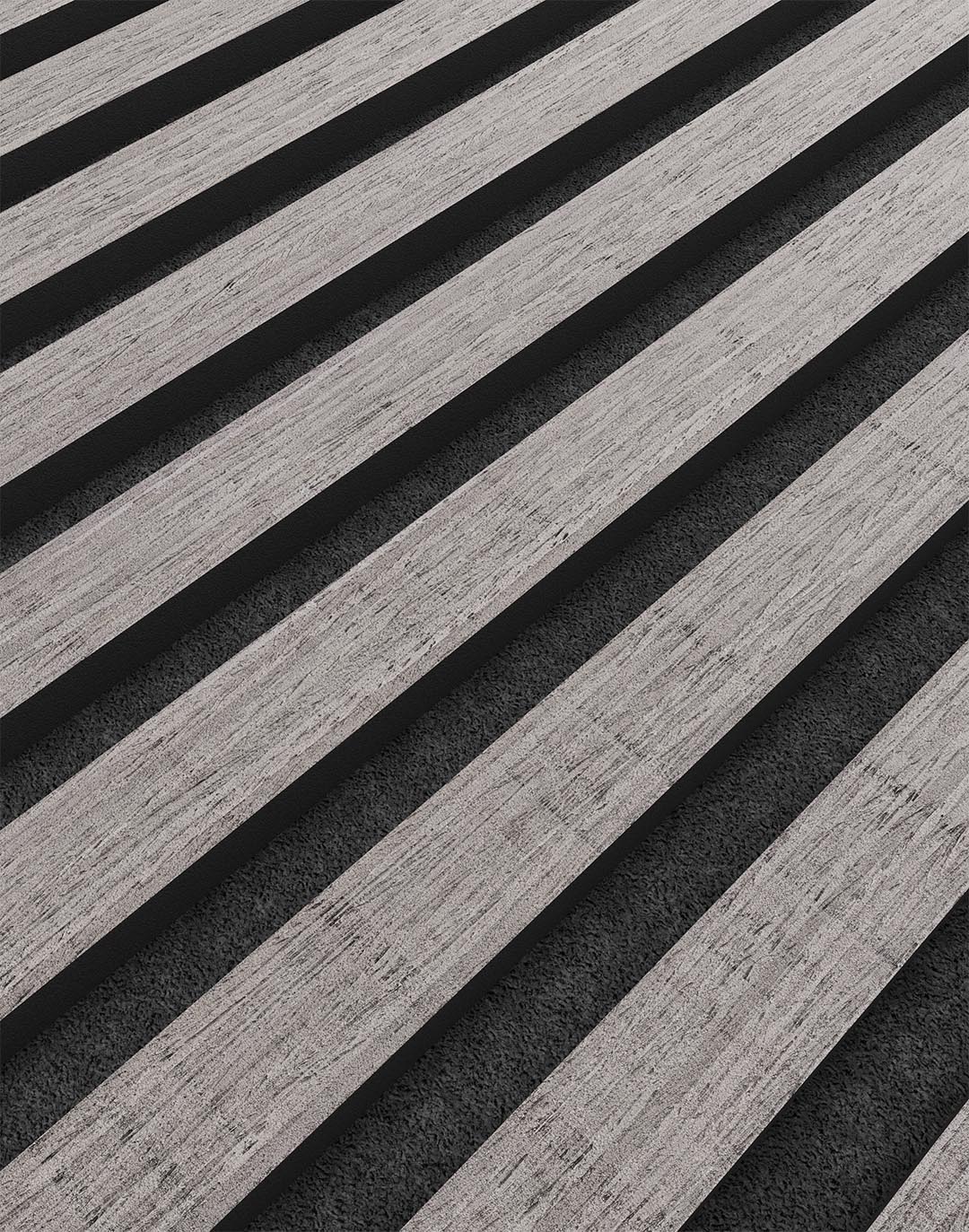 Akustikpaneel Wooden Line Eiche Grau mit schwarzem Filz Wandverkleidung Holz Akustik Büro Wohnraum