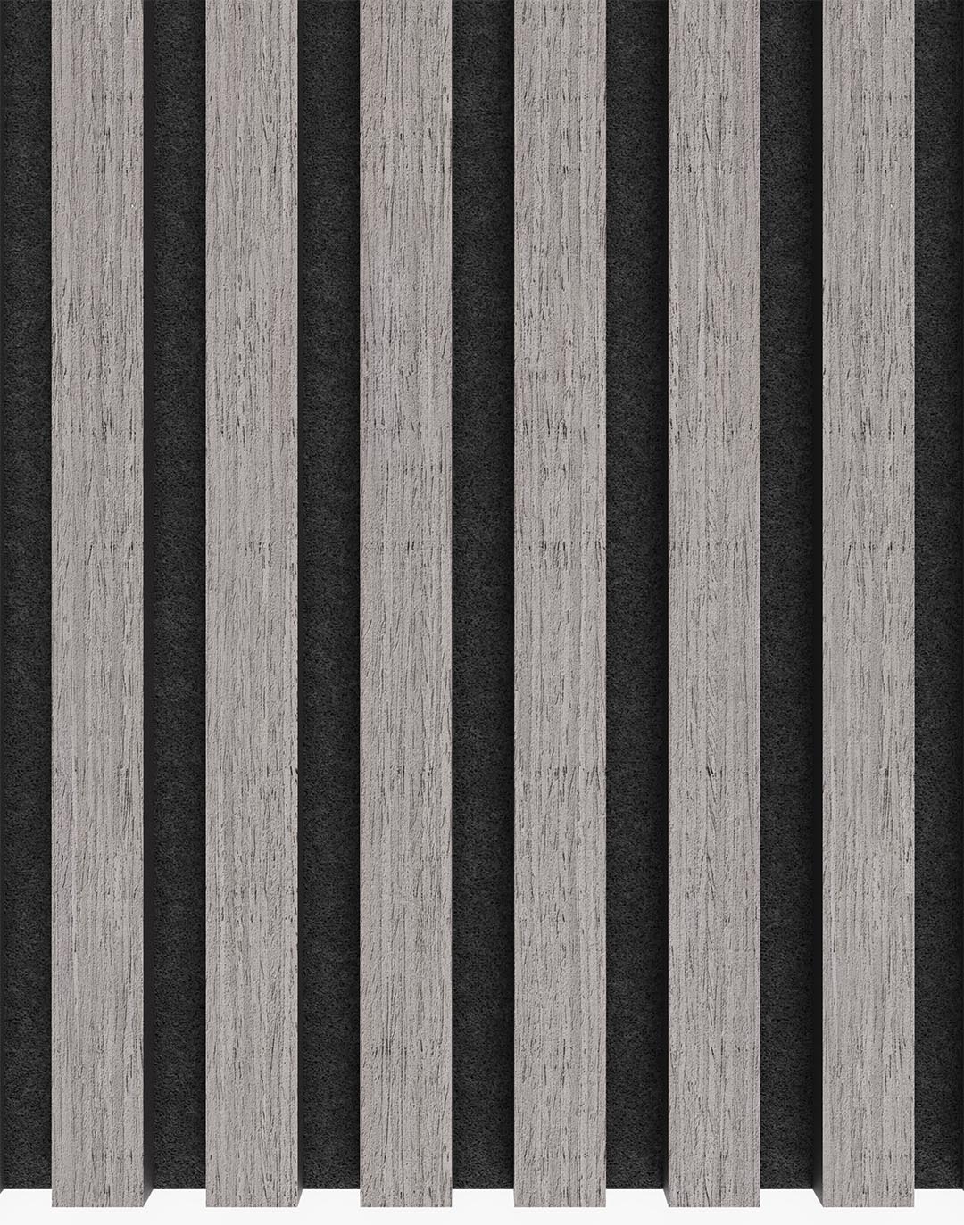 Akustikpaneel Wooden Line Eiche Grau mit schwarzem Filz Lamellenoptik Wandverkleidung Wohnraum Büro AKUSTIL