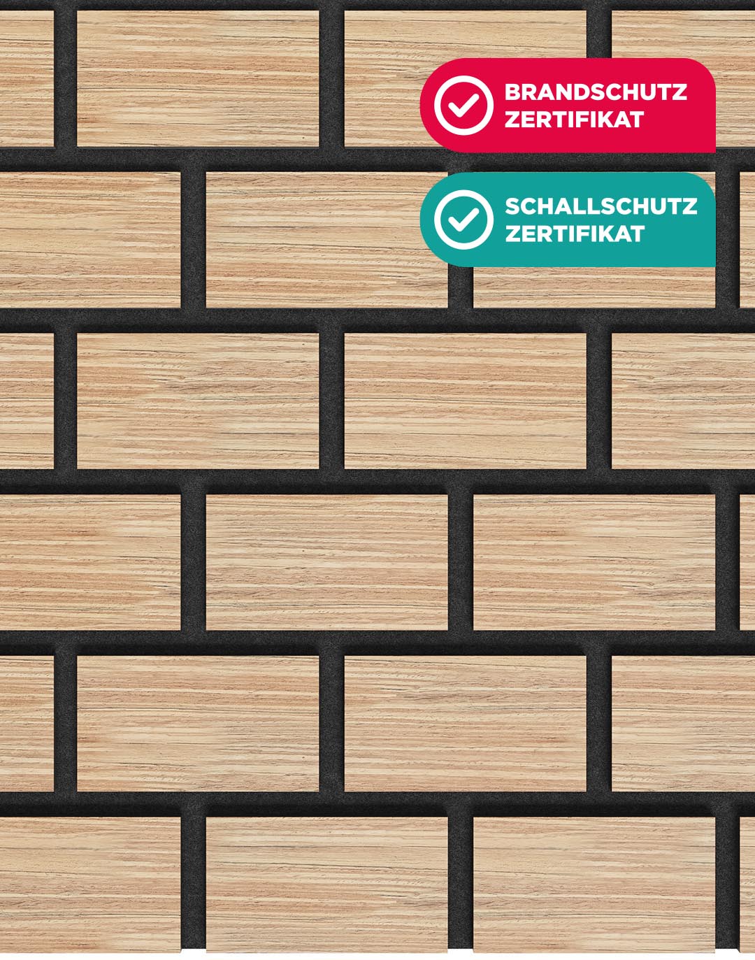 AKUSTIL Akustikpaneel Bricks Golden Teak PVC Wandpaneel Holzoptik mit Brandschutz und Schallschutz Zertifikat