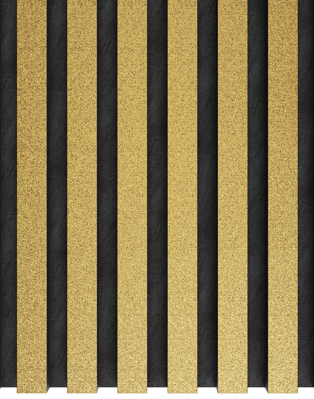 Akustikpaneel Classic - Golden Glitter (102) - 240x60 cm Akustikpaneel Gold Schwarz Lamellen Wandpaneel Glitzer Design Wohnzimmer Büro AKUSTIL