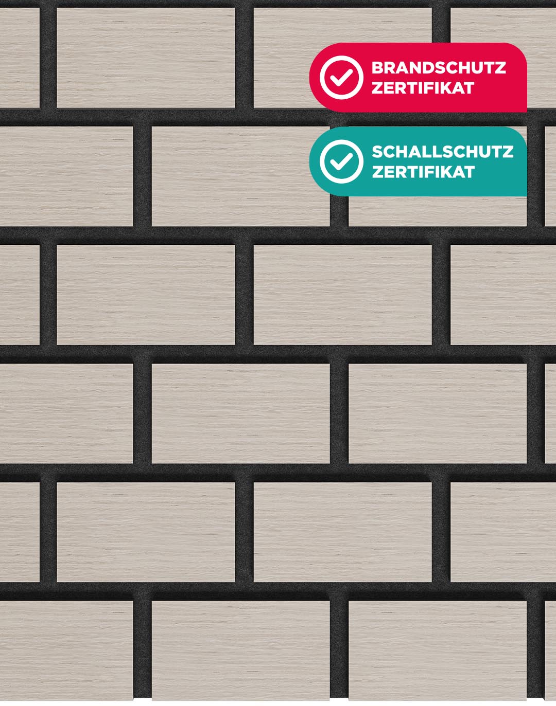 Akustikpaneel Bricks Blonde Ash PVC Wandpaneel mit Brandschutz und Schallschutz Zertifikat AKUSTIL