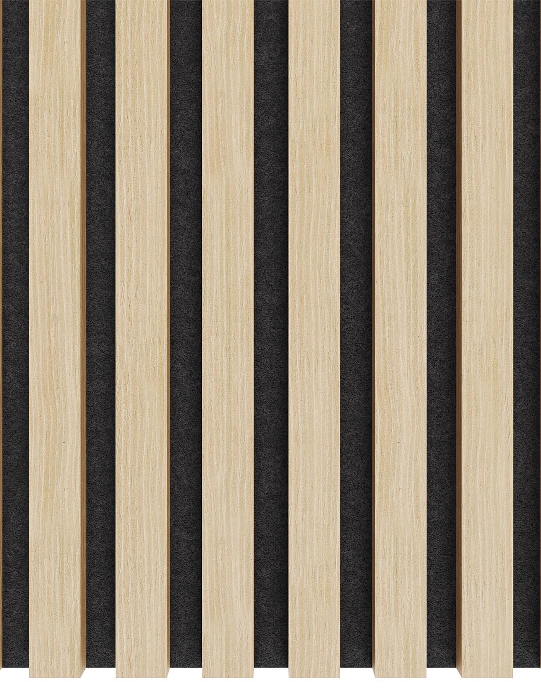 Akustikpaneel Wooden Line Esche Weiß mit schwarzem Filz Lamellen Wandpaneel für Wohnraum und Büro