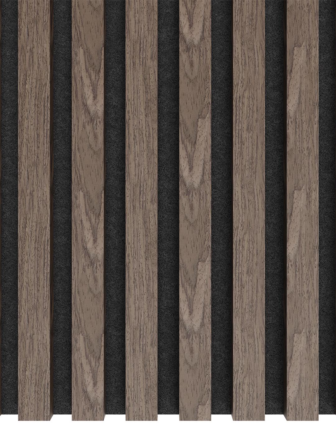 Akustikpaneel Wooden Line Nussbaum Rustikal mit schwarzem Filz Untergrund Holzlamellen Wandpaneel