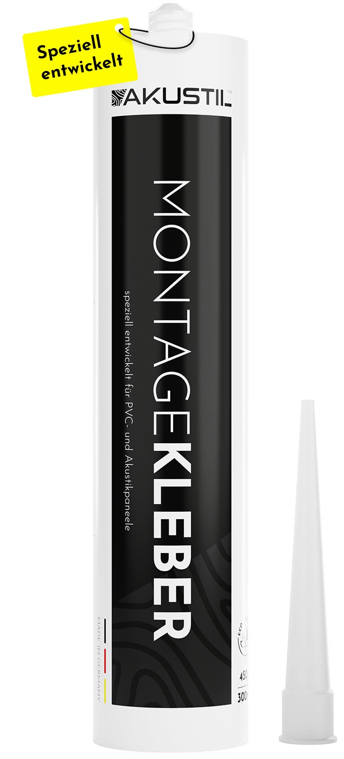 Akustik- und PVC-Paneel Montagekleber AKUSTIL Montagekleber weiß für PVC Wandpaneele und Akustikpaneele 300ml Kartusche mit Düse