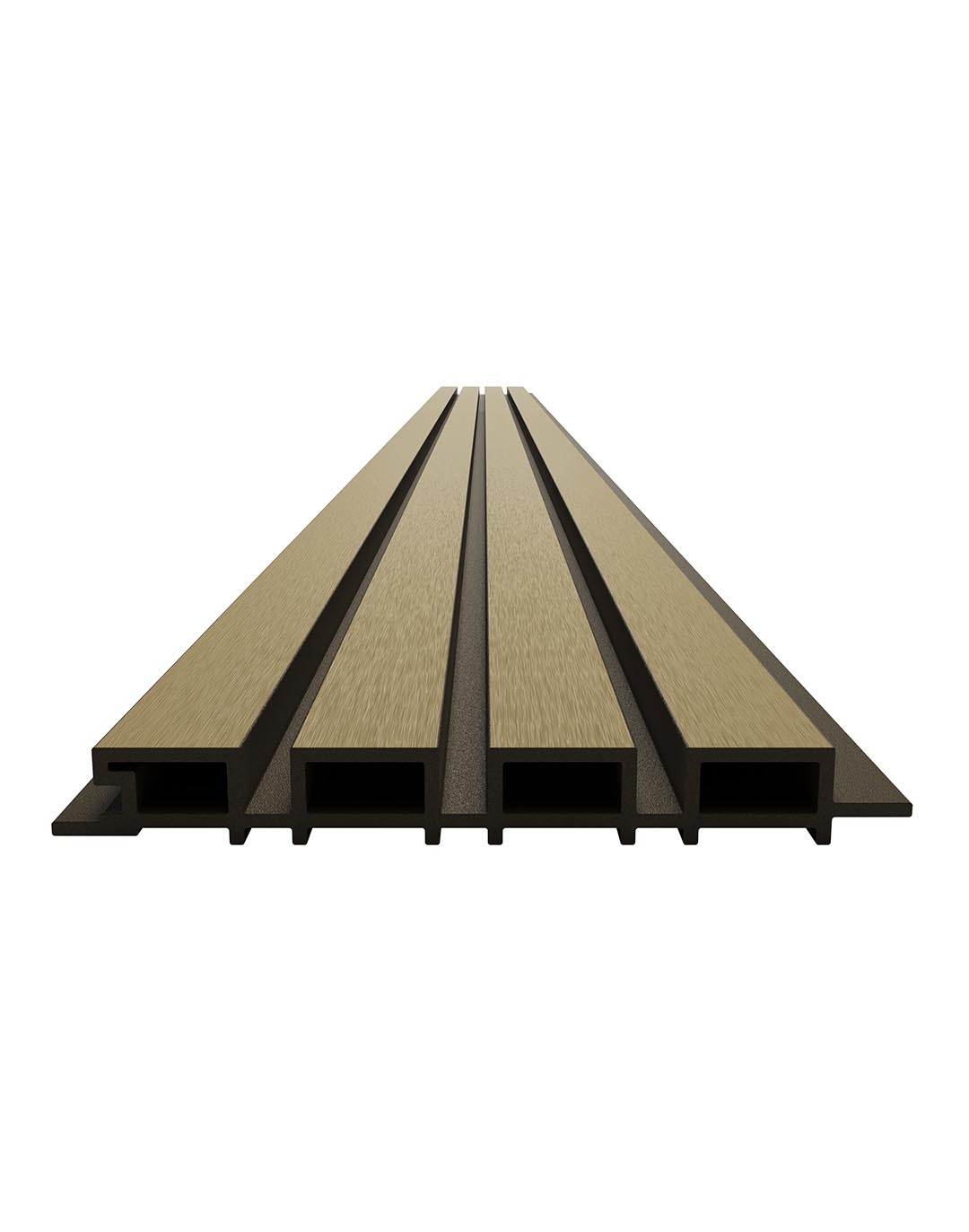 WPC-Paneel - Sandbeige (403) - 280x22 cm WPC Wandpaneel Sandbeige mit 4 Lamellen und Hohlkammern für Fassade und Innenbereich