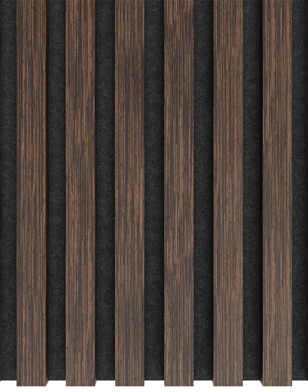 Akustikpaneel Classic - Zebrano Kontrast Filz: Schwarz - 260x60 cm Akustikpaneel Wooden Line Zebrano Kontrast mit schwarzem Filz Hintergrund Holzlamellen Wandpaneel