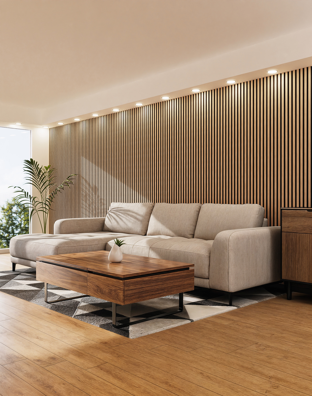 Akustikpaneel Classic - Blonde Ash (06) - 240x60 cm Blonde Ash Holz-Akustikpaneel DZ18 Wohnzimmer Wandverkleidung hell natürlich modern