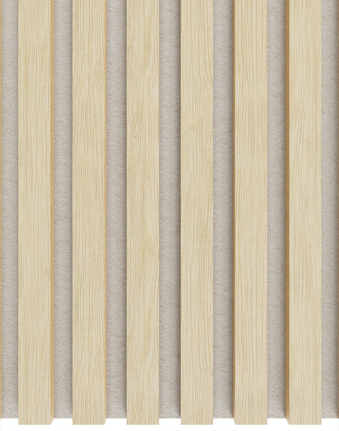 Akustikpaneel Classic - Eiche hell Beige (30) - 240x60 cm Akustikpaneel Eiche hell mit beigem Filz Hintergrund Holzlamellen Wandpaneel für Wohnraum und Büro