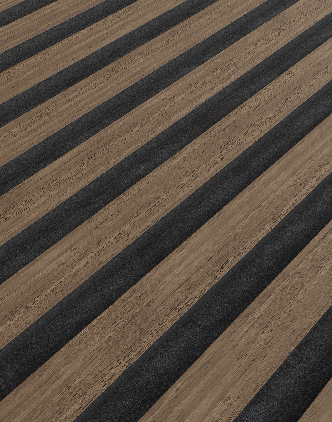 Akustikpaneel Classic - Walnuss (01) - 240x60 cm AKUSTIL Holz-Akustikpaneel Aged Mahagony dz01 diagonale Lamellen braun-schwarz für Wand Wohnraum Büro