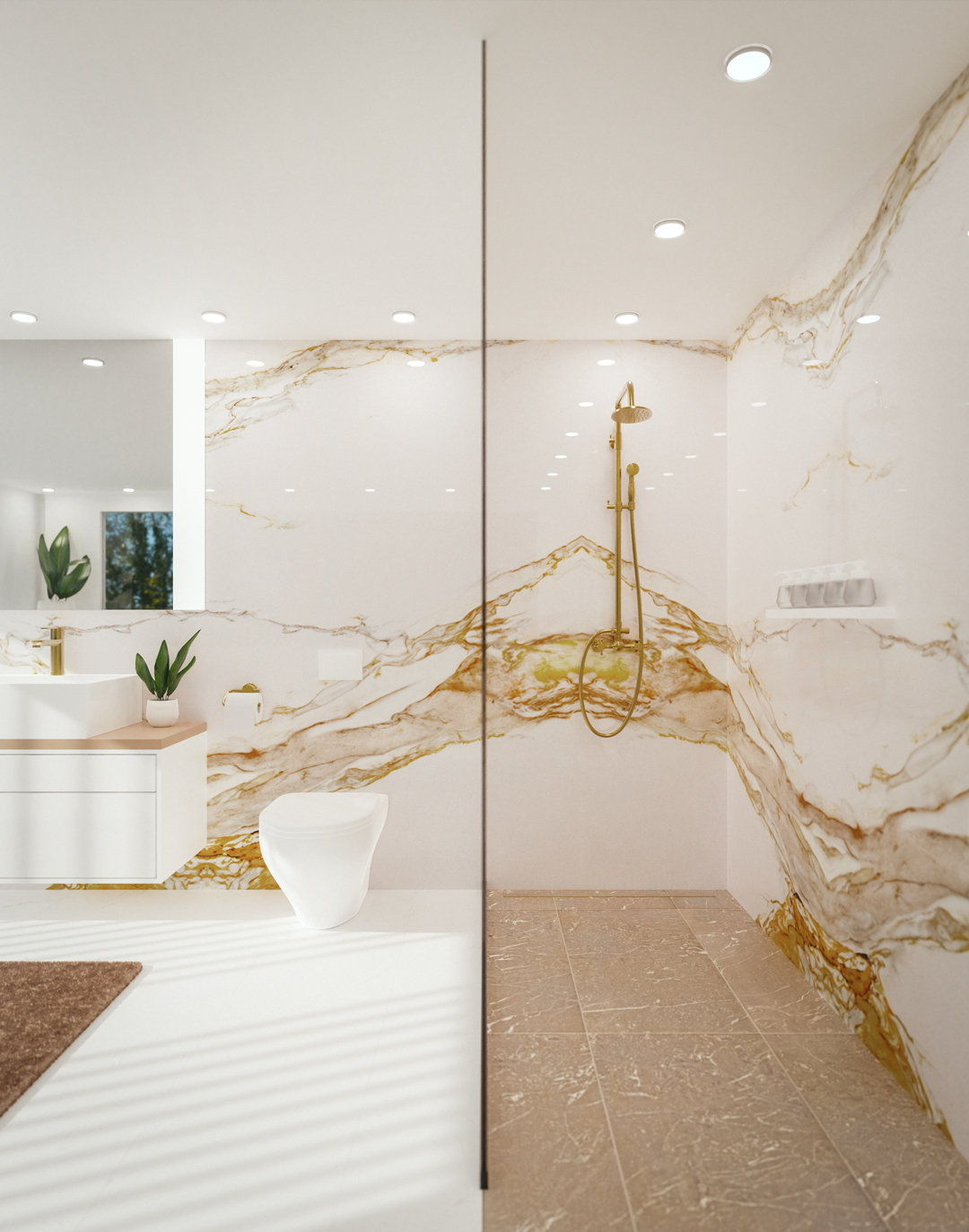 PVC-Paneel Marmor Dubai Gold 288x122 cm