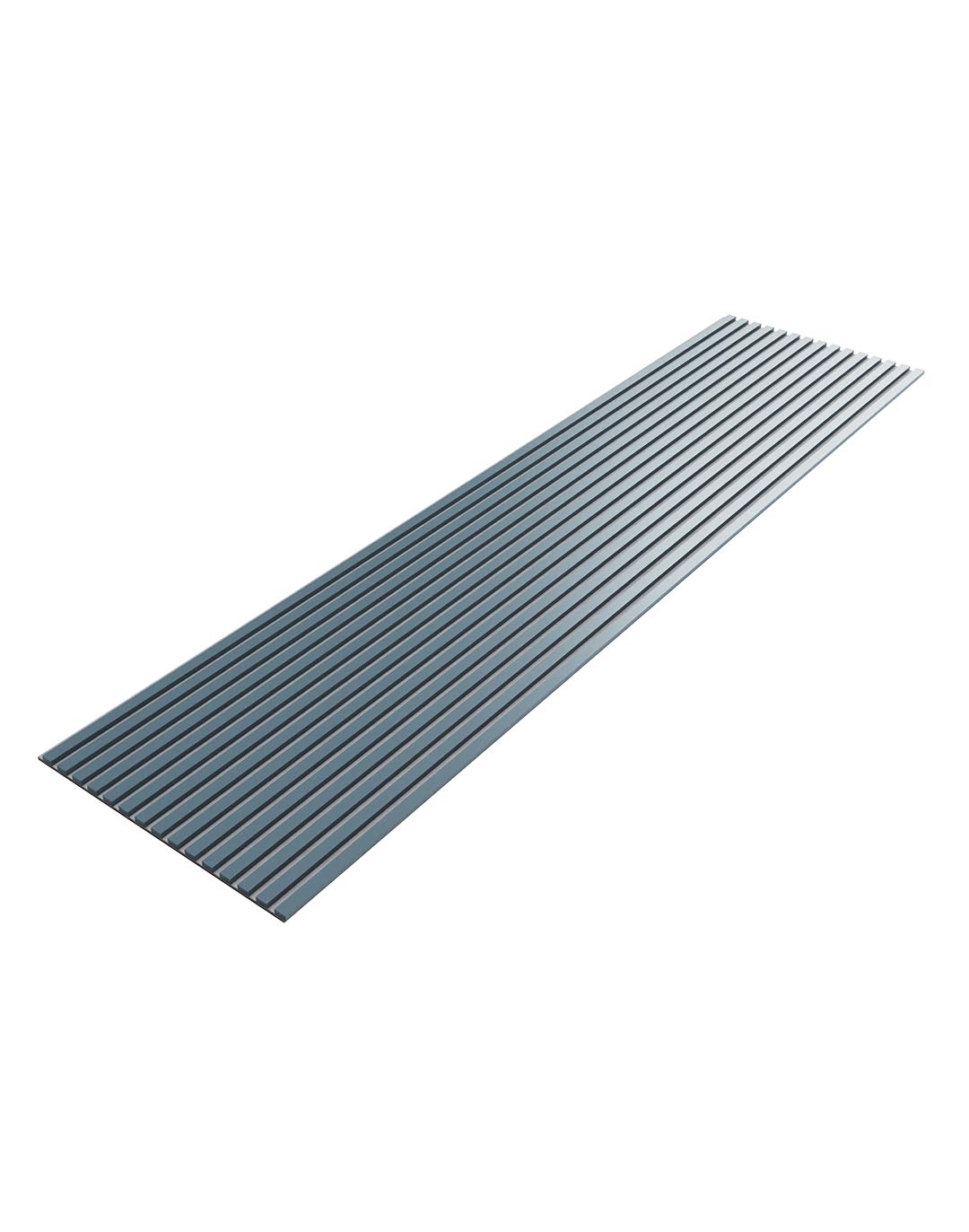 AKUSTIL Akustikpaneel Mono Line in Graublau mit grauem Filz – PVC Wandpaneel für Wohnraum und Büro
