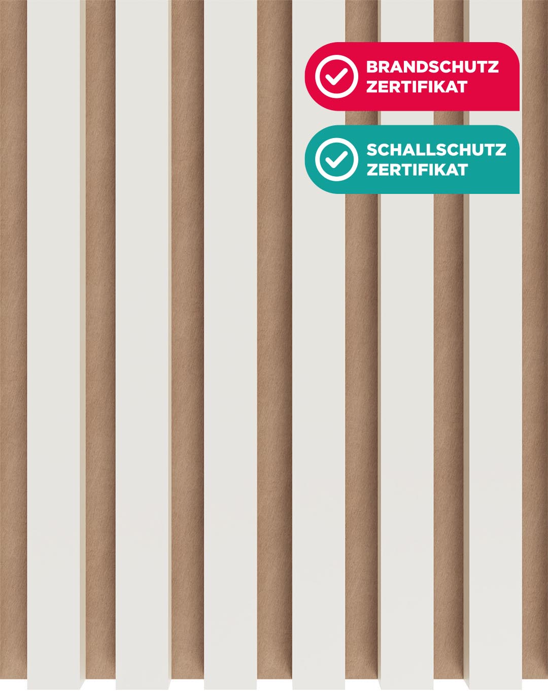Akustikpaneel Classic - Cremeweiß Matt Filz: Beige - Muster AKUSTIL Akustikpaneel Mono Line Cremeweiß Beige Filz mit Brandschutz- und Schallschutz-Zertifikat