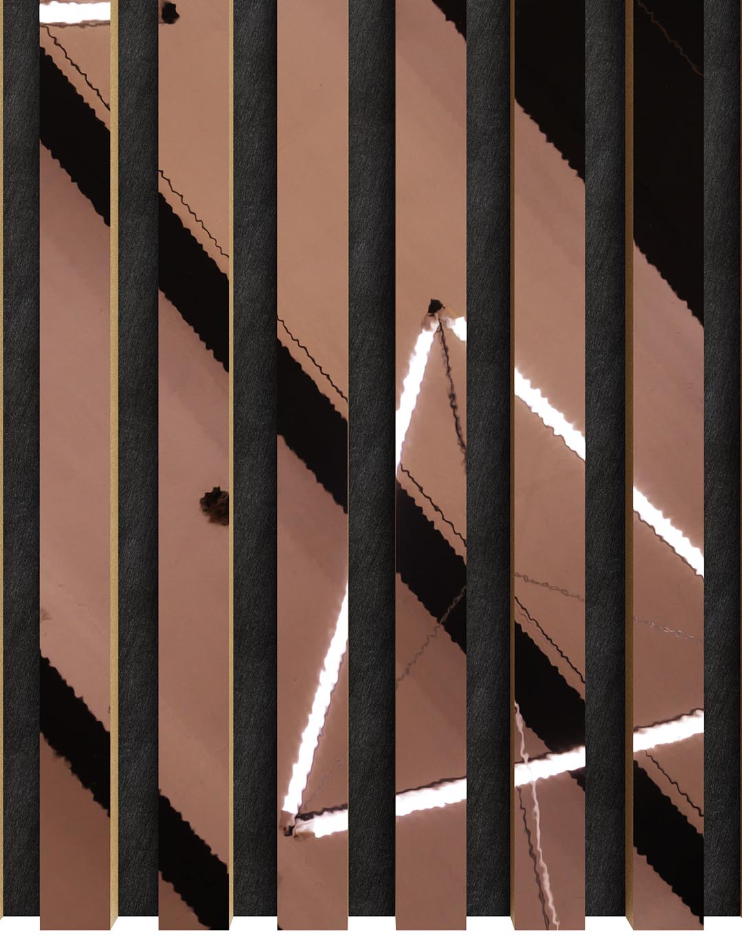 Akustikpaneel Classic - Mirror Copper (79) - 240x60 cm Kupferfarbenes PVC Wandpaneel Mirror Copper mit Spiegeleffekt für moderne Wohnraum- und Bürogestaltung