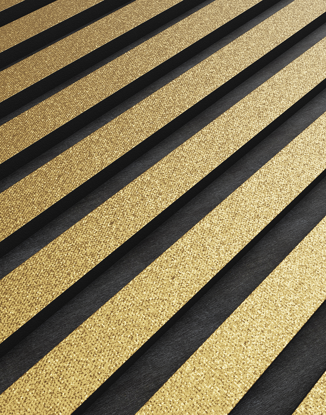 Akustikpaneel Classic - Golden Glitter (102) - 240x60 cm PVC Wandpaneel Golden Glitter schwarz-gold gestreift glitzernd Wandverkleidung Wohnraum Büro AKUSTIL