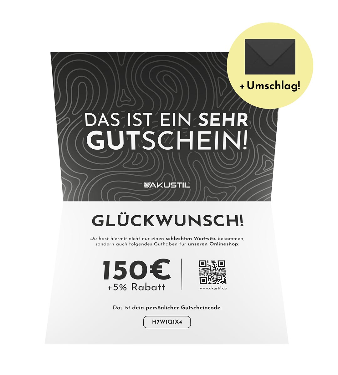 AKUSTIL Geschenkgutschein - 150 Euro AKUSTIL Gutschein 150€ mit 5% Rabatt für Holz-Akustikpaneele und Wandpaneele im Online-Shop