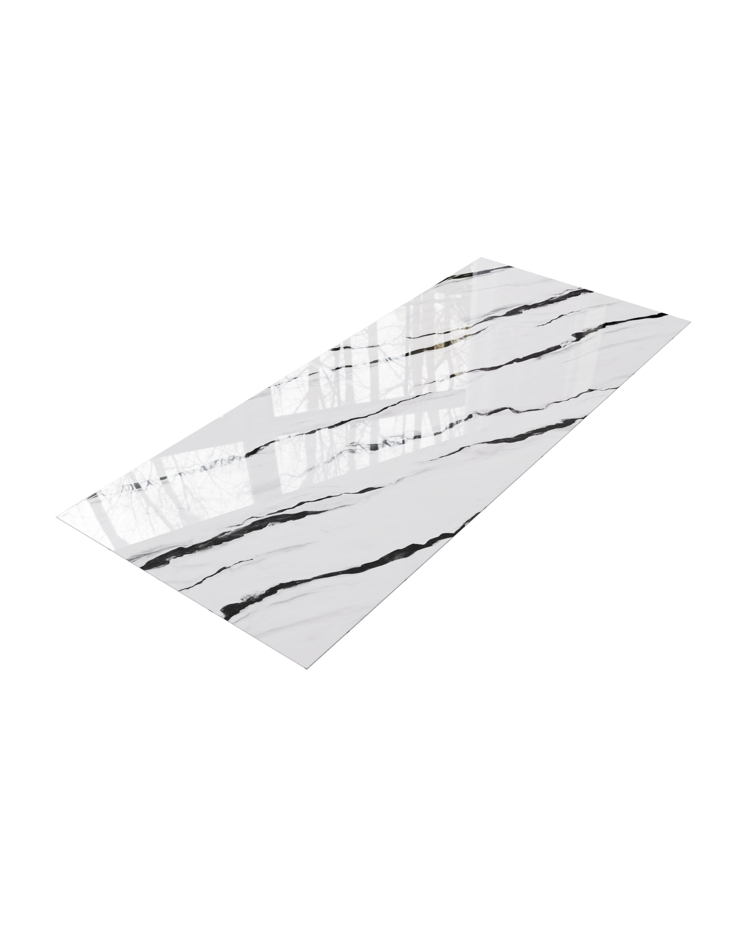 PVC-Paneel Marmor - Mailand Kontrast (157) - Glänzend - 288x122 cm PVC Wandpaneel weiß Marmor-Optik mit schwarzen Adern glänzend Wandverkleidung Innenbereich AKUSTIL