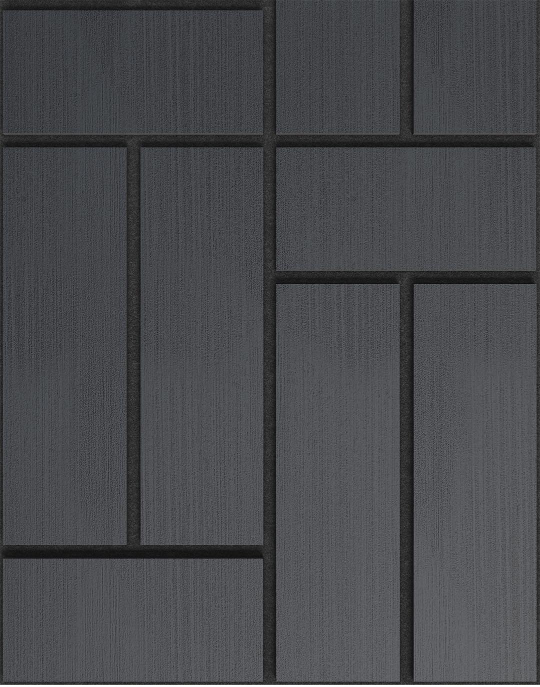 Akustikpaneel Rectina - Graphite Black (19) - 240x60 cm AKUSTIL Akustikpaneel Rectina Graphite Black PVC Wandpaneel dunkelgrau geometrisches Muster Wohnraum Büro