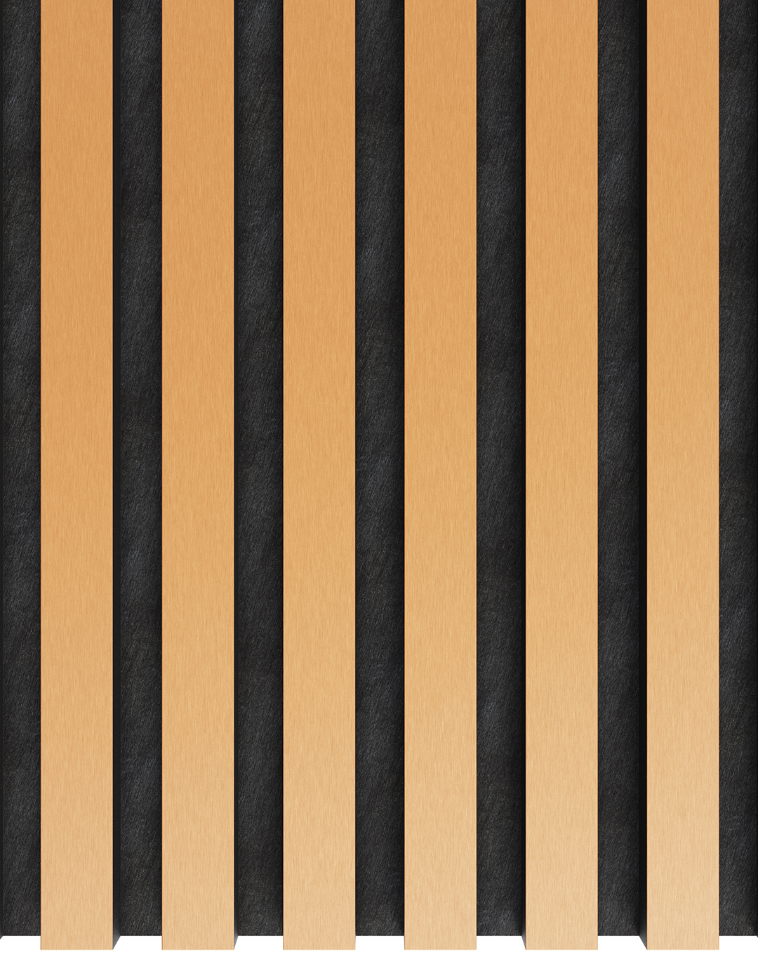 Akustikpaneel Classic - Brushed Copper (54) - 240x60 cm Akustikpaneel Brushed Copper Lamellen kupfer-gold schwarz Wandverkleidung Wohnraum Büro AKUSTIL