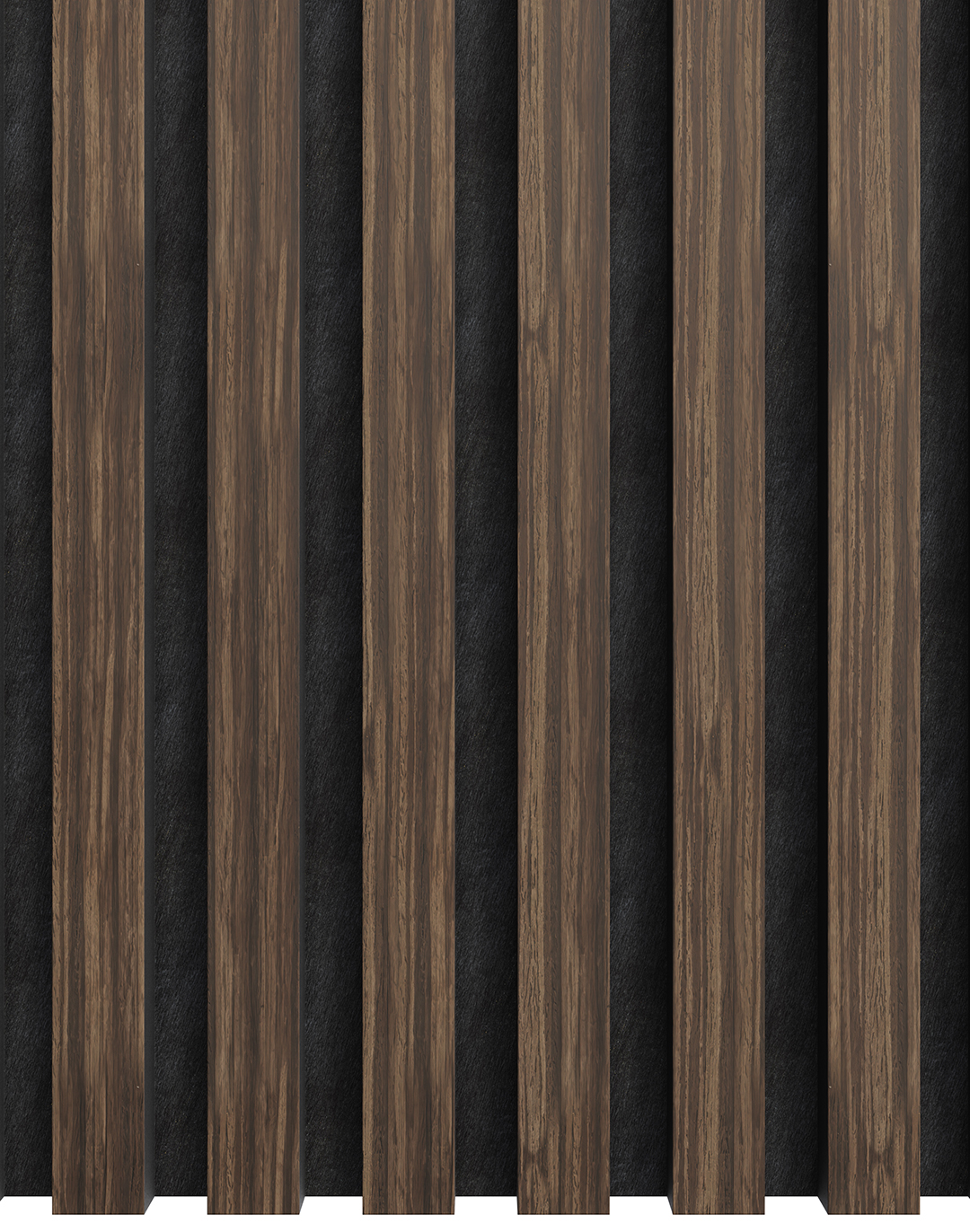 Akustikpaneel Classic - Zebrano (12) - 240x60 cm Akustikpaneel Zebrano DZ11 dunkle Holzoptik mit schwarzem Filz vertikale Lamellen Wandverkleidung Wohnraum Büro