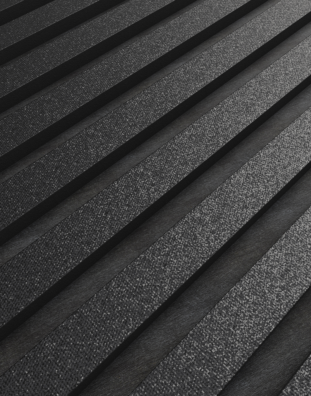 Akustikpaneel Classic - Black Glitter (101) - 240x60 cm Schwarze PVC Wandpaneele mit Glitzer-Textur in diagonaler Anordnung für moderne Wand- und Deckengestaltung