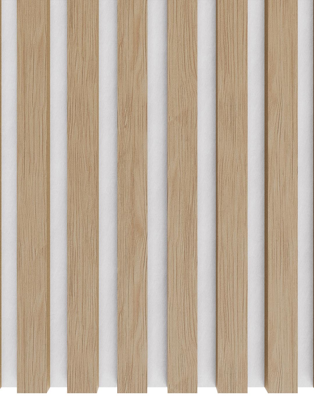 Akustikpaneel Classic - Eiche geölt Weiß (29) - 240x60 cm Akustikpaneel Eiche hell mit weißem Filz vertikale Holzlamellen Wandpaneel Wohnraum Büro AKUSTIL