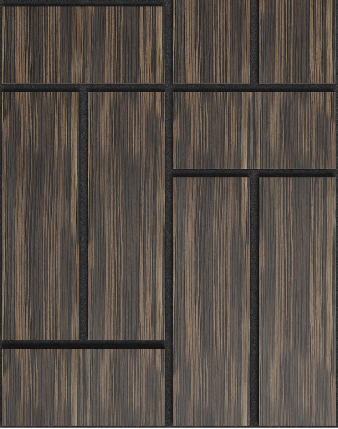 Akustikpaneel Rectina - Zebrano (20) - 240x60 cm Akustikpaneel Zebrano Braun Rechteck-Muster Holzoptik Wandverkleidung Wohnraum Büro AKUSTIL