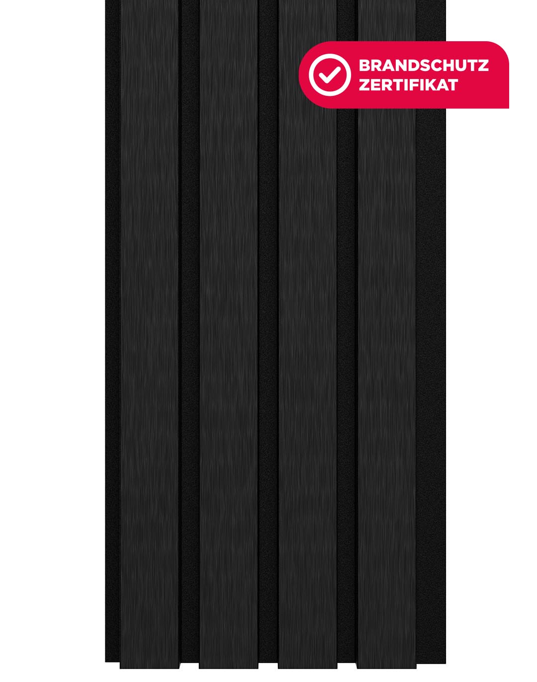 AKUSTIL WPC Wandpaneel Nachtschwarz mit Brandschutz-Zertifikat – schwarze Rillenoptik für Wohnraum und Büro