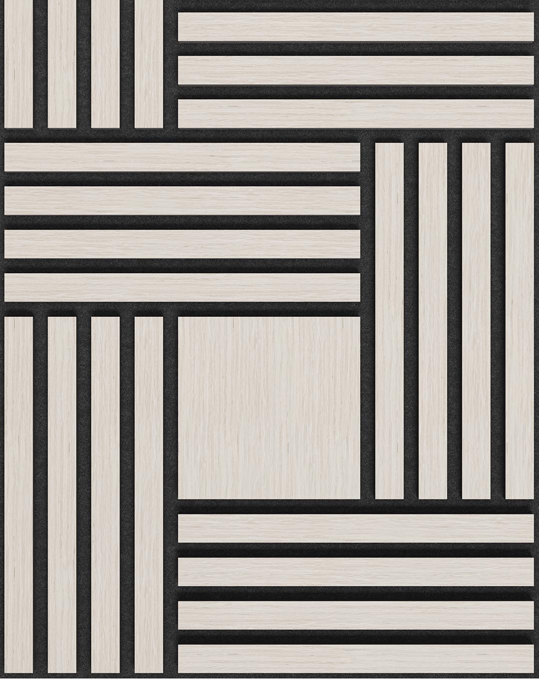 Akustikpaneel Vectra - Blonde Ash (21) - 240x60 cm Akustikpaneel Vectra Blonde Ash schwarz-weiß geometrisches Streifenmuster Holzoptik Wandpaneel Wohnraum Büro