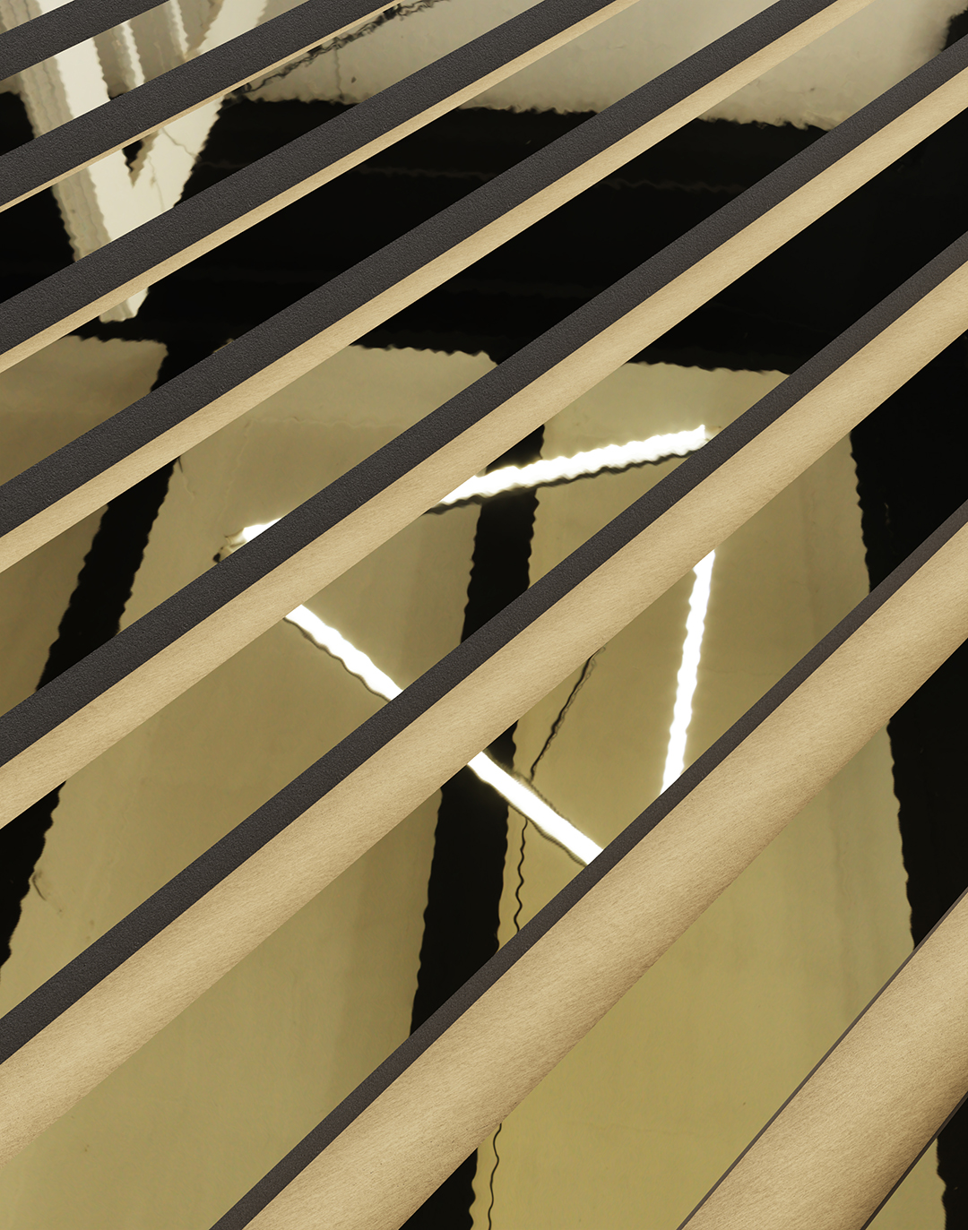 Akustikpaneel Classic - Spiegel Gold Filz: Apricot - Muster Akustikpaneel Unique Line Spiegel Gold mit Filz Apricot Detailansicht schräge Lamellen AKUSTIL Wandpaneel