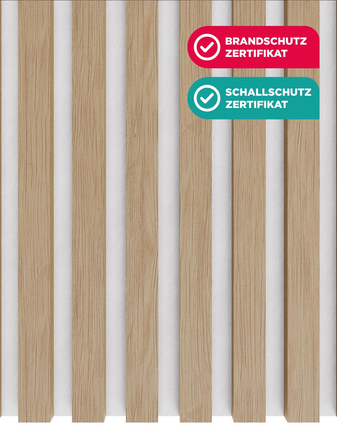 AKUSTIL Akustikpaneel Eiche Hell mit weißem Filz Brandschutz Schallschutz zertifiziert Holzoptik Wandpaneel