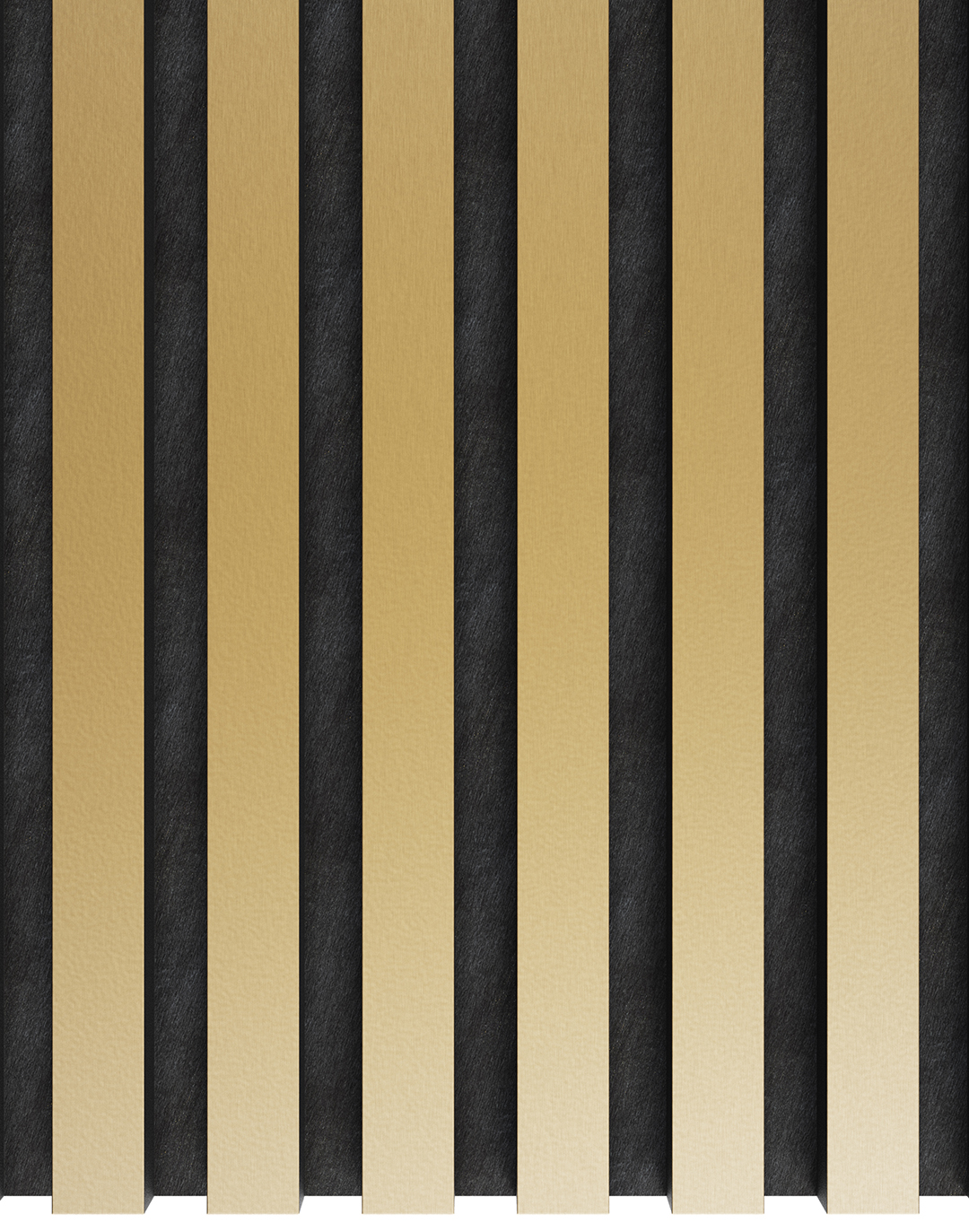 Akustikpaneel Classic - Brushed Gold (55) - 240x60 cm Akustikpaneel Brushed Gold Schwarz vertikale Lamellen Wandpaneel Wohnzimmer Büro AKUSTIL
