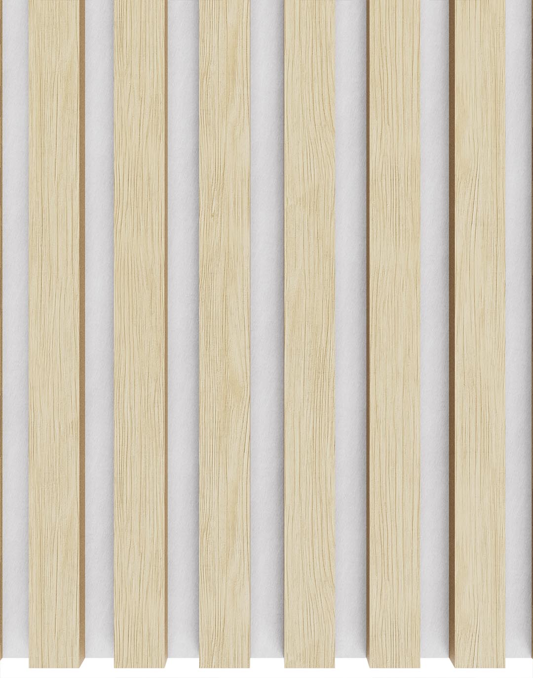 Akustikpaneel Classic - Eiche hell Weiß (32) - 240x60 cm Akustikpaneel Eiche hell Weiß vertikale Holzlamellen Wandpaneel Wohnzimmer Büro AKUSTIL