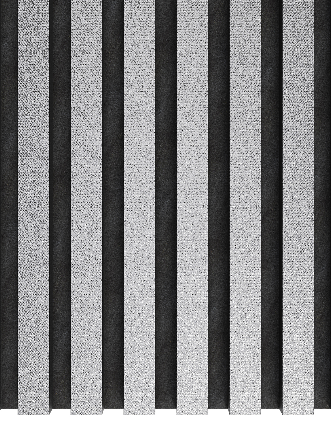 Akustikpaneel Classic - Silver Glitter (104) - 240x60 cm Akustikpaneel Silber Glitzer PVC Wandpaneel schwarz-silber Lamellen Wandverkleidung Wohnzimmer Büro AKUSTIL