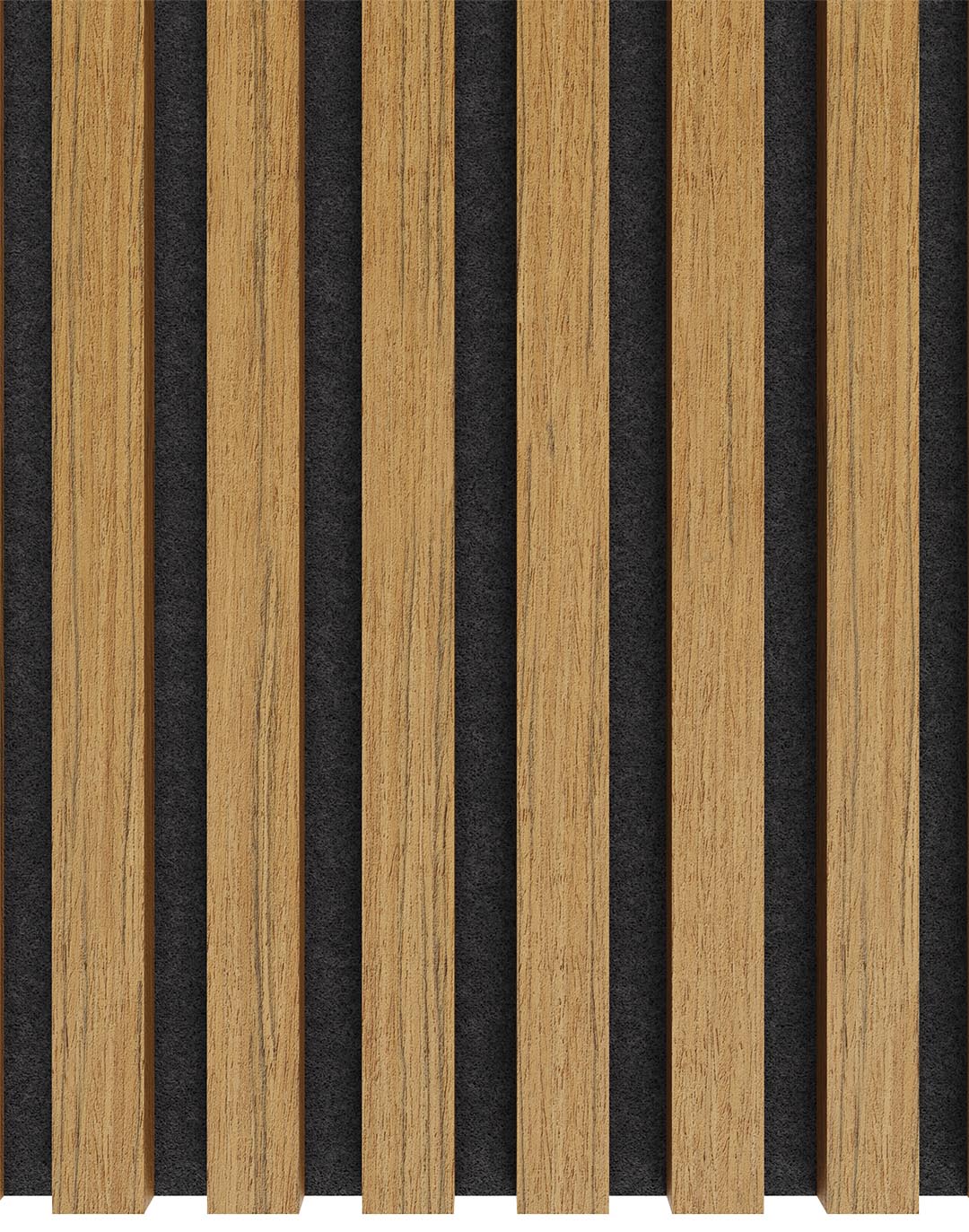 AKUSTIL Holz Akustikpaneel Wooden Line Teak Warm mit schwarzem Filz Hintergrund Wandverkleidung