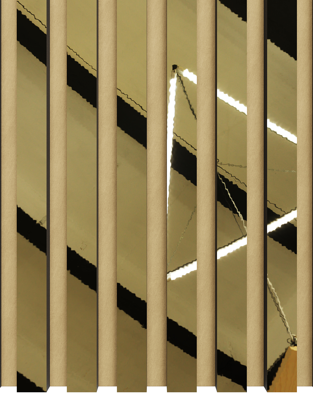 Akustikpaneel Unique Line Spiegel Gold mit Filz Apricot Wandverkleidung AKUSTIL Wohnraum Büro