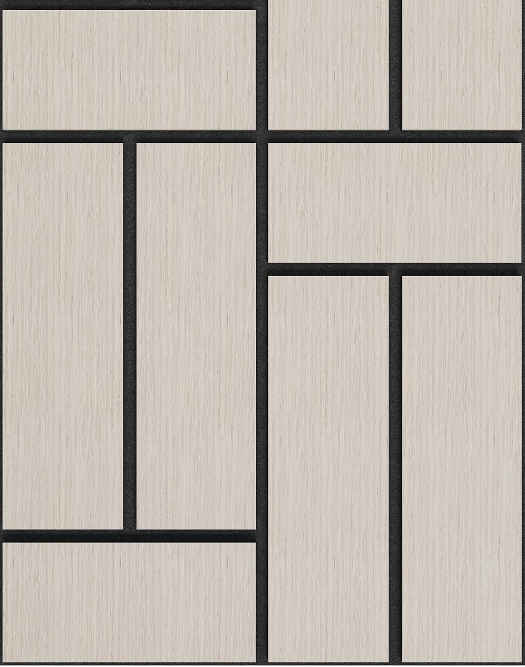 Akustikpaneel Rectina - Blonde Ash (17) - 240x60 cm Akustikpaneel Rectina Blonde Ash helles Holzdekor schwarze Fugen Wandverkleidung Wohnraum Büro AKUSTIL