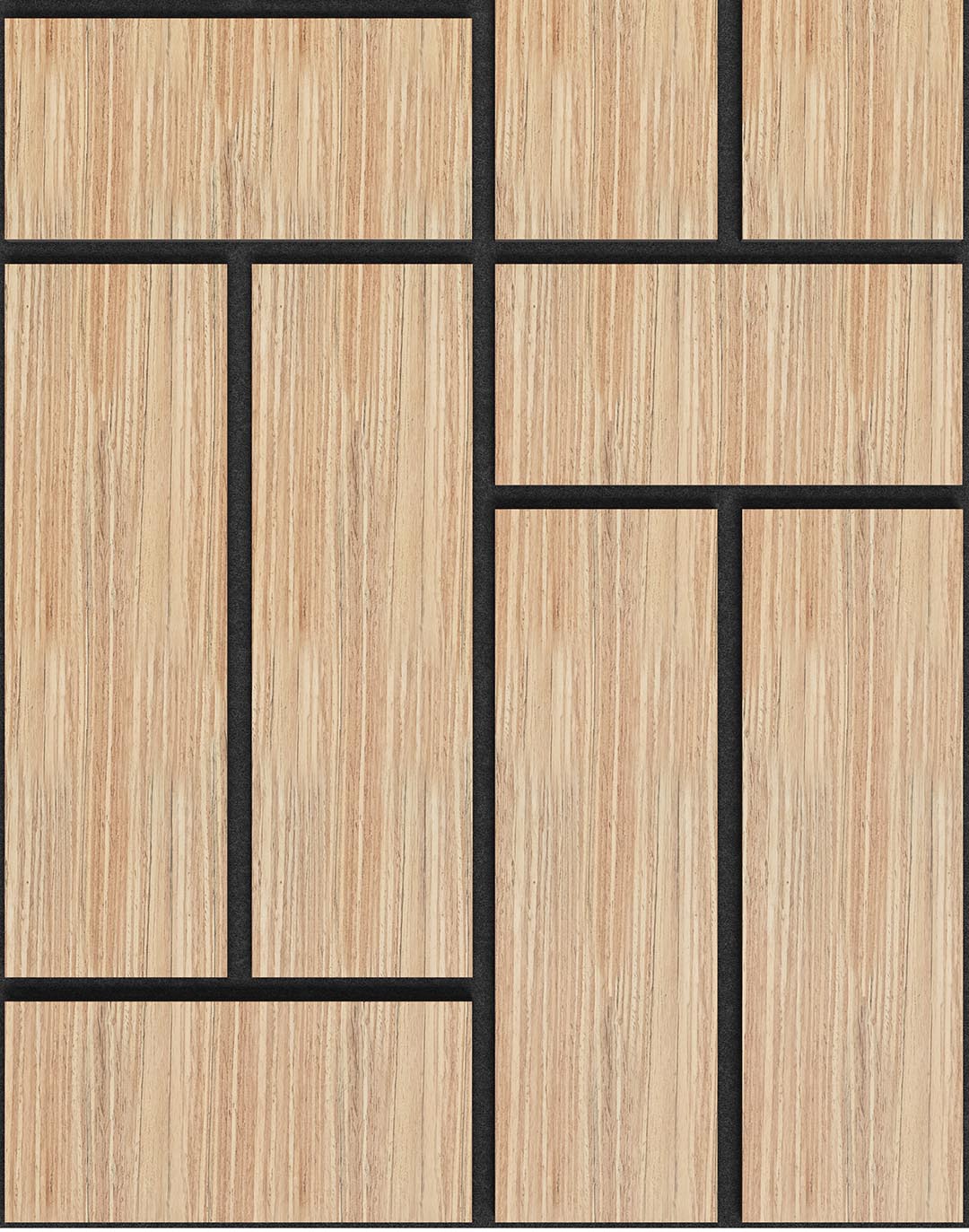 Akustikpaneel Rectina - Golden Teak (18) - 240x60 cm Akustikpaneel Rectina Golden Teak mit geometrischem Raster-Muster in hellem Holzdekor für Wand
