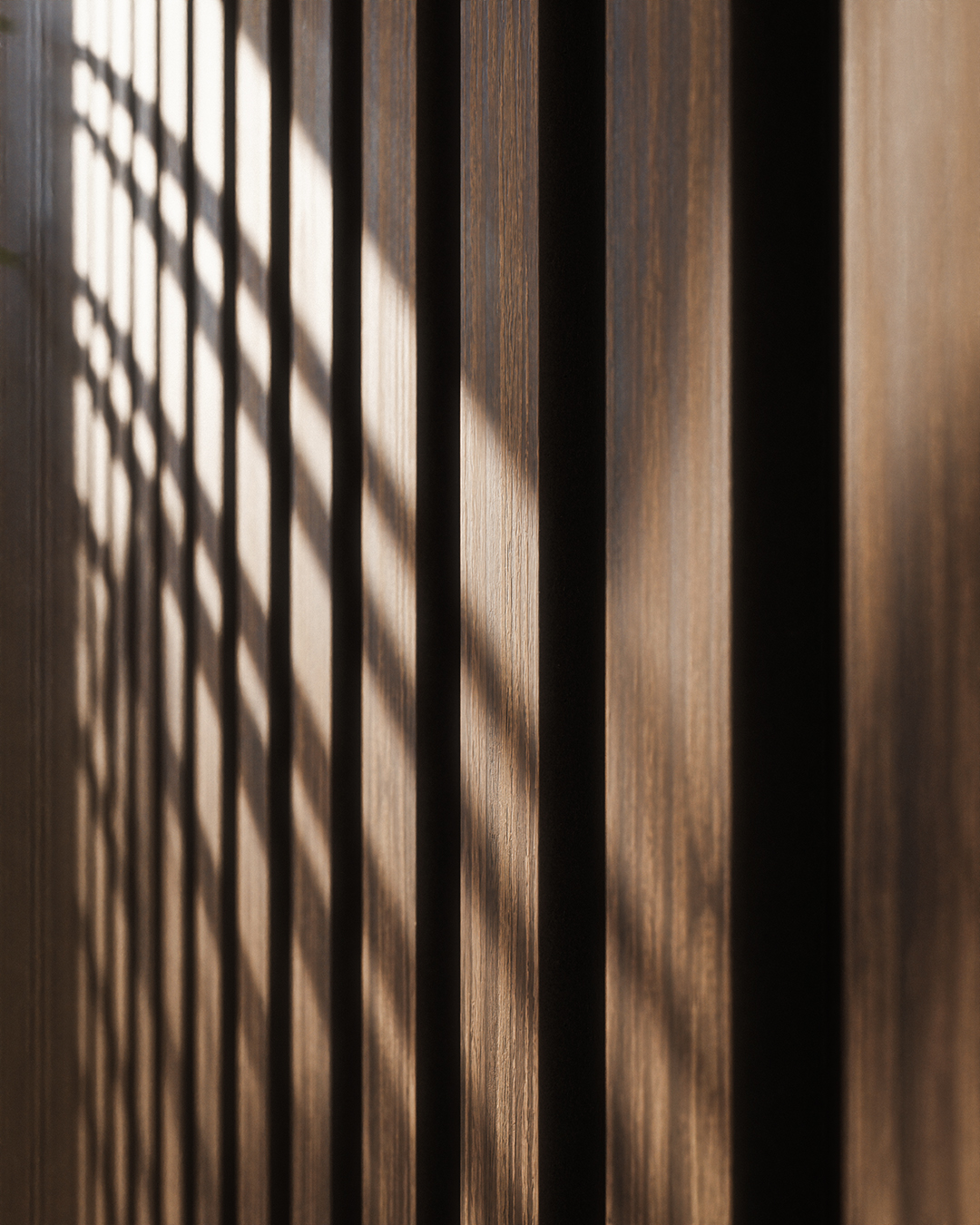 zebrano - dz11 - detail Zebrano Holz Akustikpaneel DZ11 in Dunkelbraun mit Licht-Schatten-Effekt für moderne Wandgestaltung