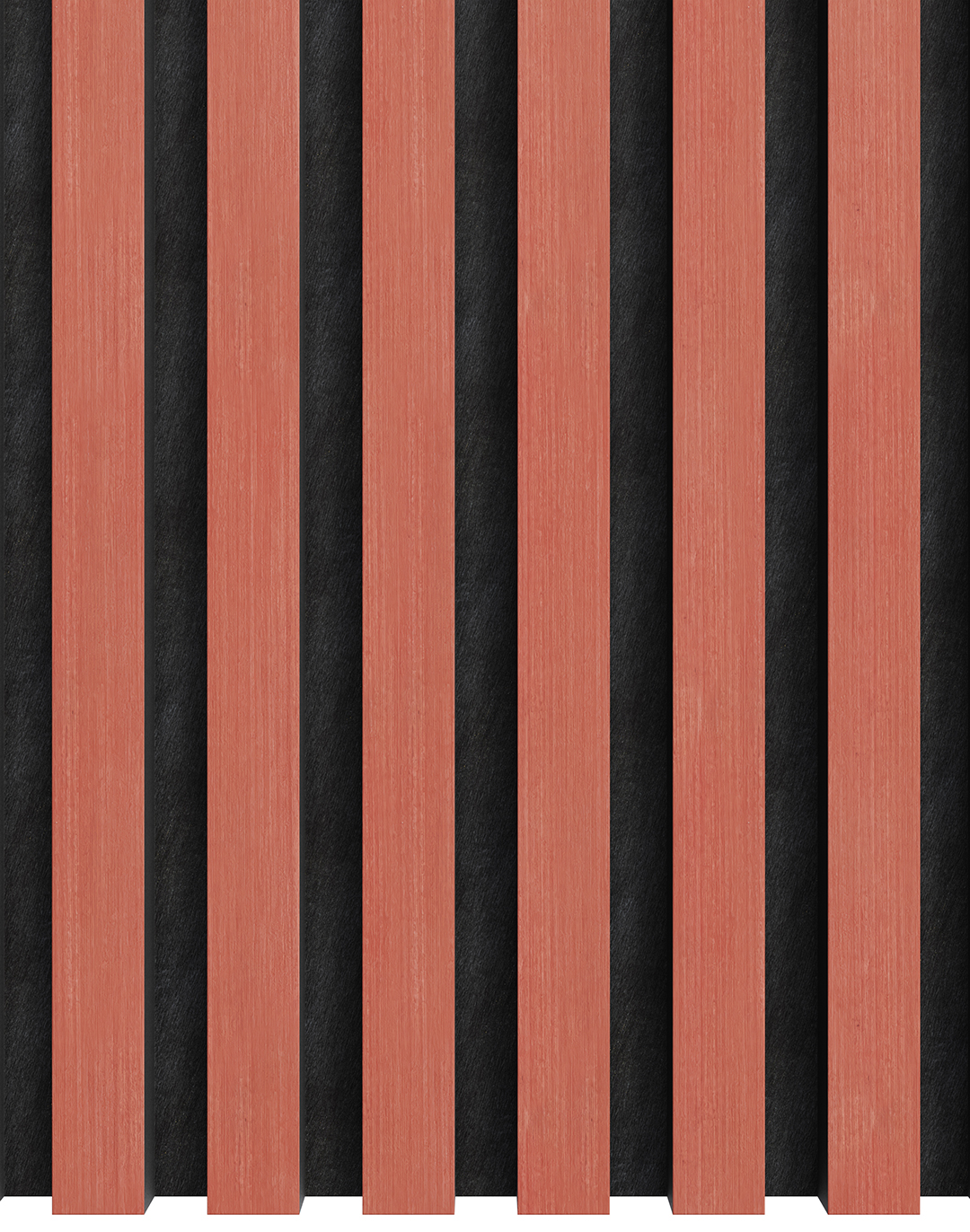 Akustikpaneel Classic - Coral Red (76) - 240x60 cm Akustikpaneel Coral Red DZ12 mit roten Holzlamellen auf schwarzem Filz für Wand Wohnraum Büro