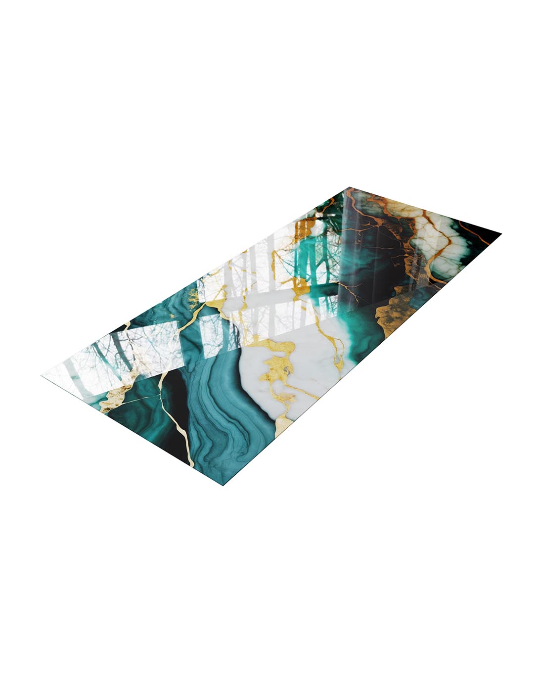 PVC Wandpaneel Miami Beach 2 in Türkis Gold Marmor-Optik für Wohnraum und Büro