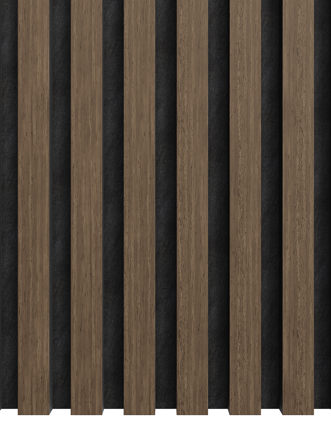 Akustikpaneel Classic - Walnuss (01) - 240x60 cm AKUSTIL Holz-Akustikpaneel Aged Mahagony DZ01 vertikale Lamellen dunkelbraun schwarzer Träger Wandverkleidung