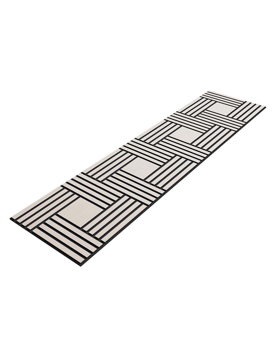 Akustikpaneel Vectra - Blonde Ash (21) - 240x60 cm AKUSTIL Akustikpaneel Vectra Blonde Ash PVC Wandpaneel schwarz weiß geometrisches Streifenmuster Läufer