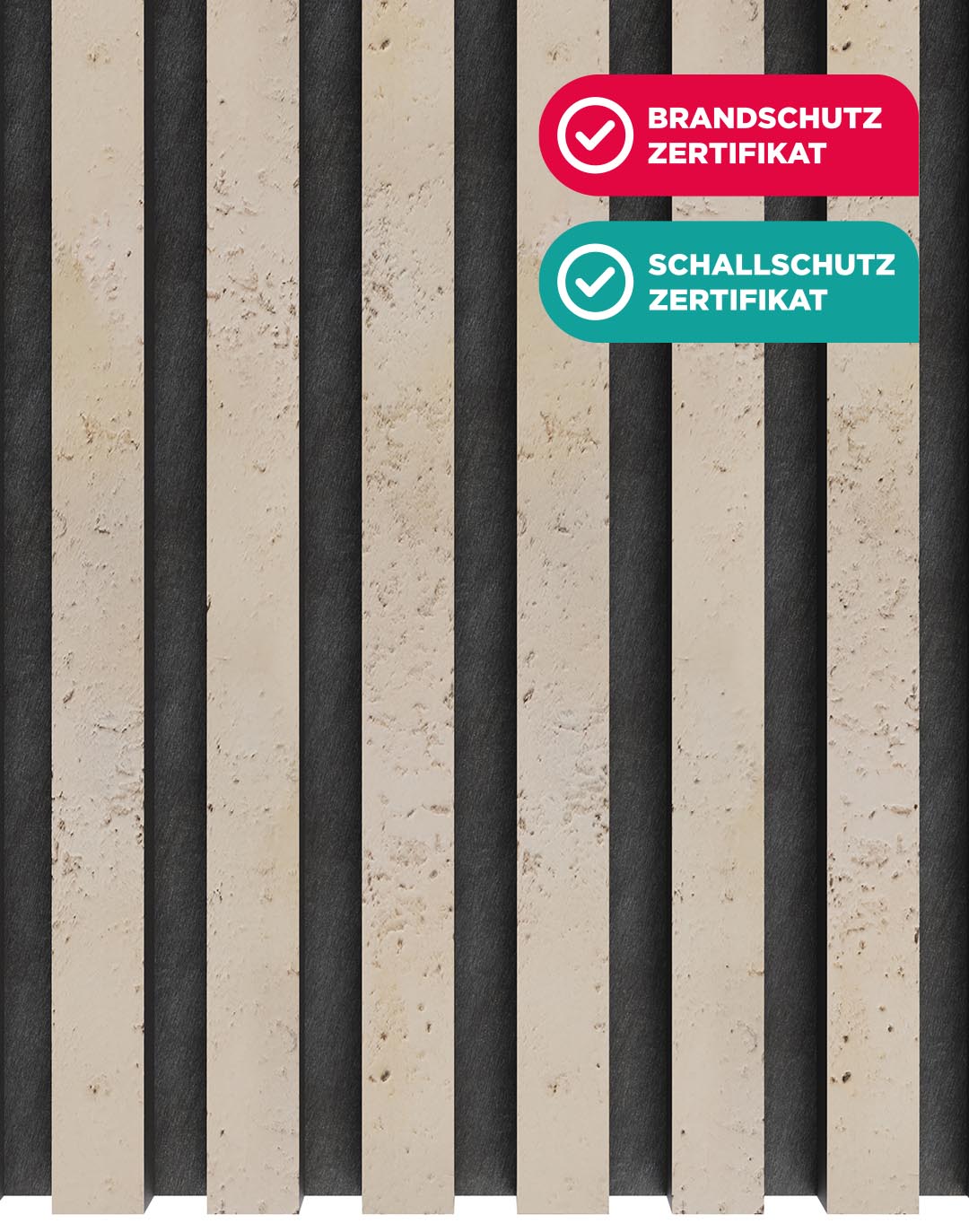 Akustikpaneel Soft Stone beige-schwarz mit Brandschutz und Schallschutz Zertifikat AKUSTIL Wandpaneel