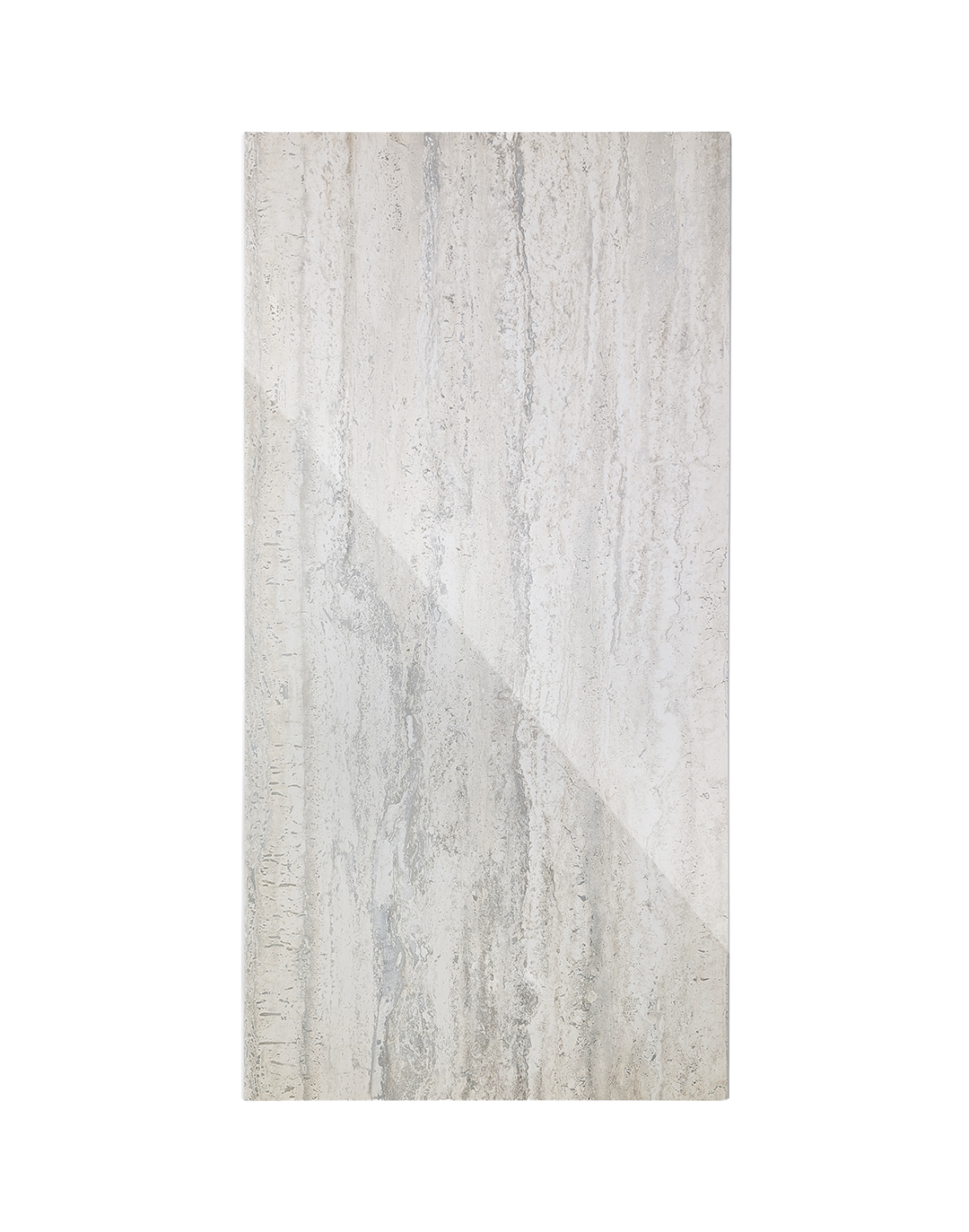 Wand- und Bodenfliese - Seramiksan - Traverten Bone Hochglanz (305) - 120x60 cm Travertin Fliese Bone Glanz PVC Wandpaneel grau-beige Marmor-Optik für Wohnraum und Büro